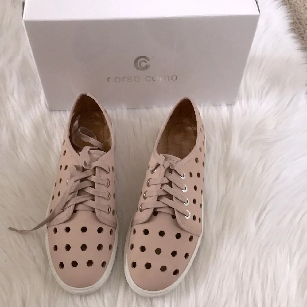 Corso Como cut out blush/pink leather sneakers